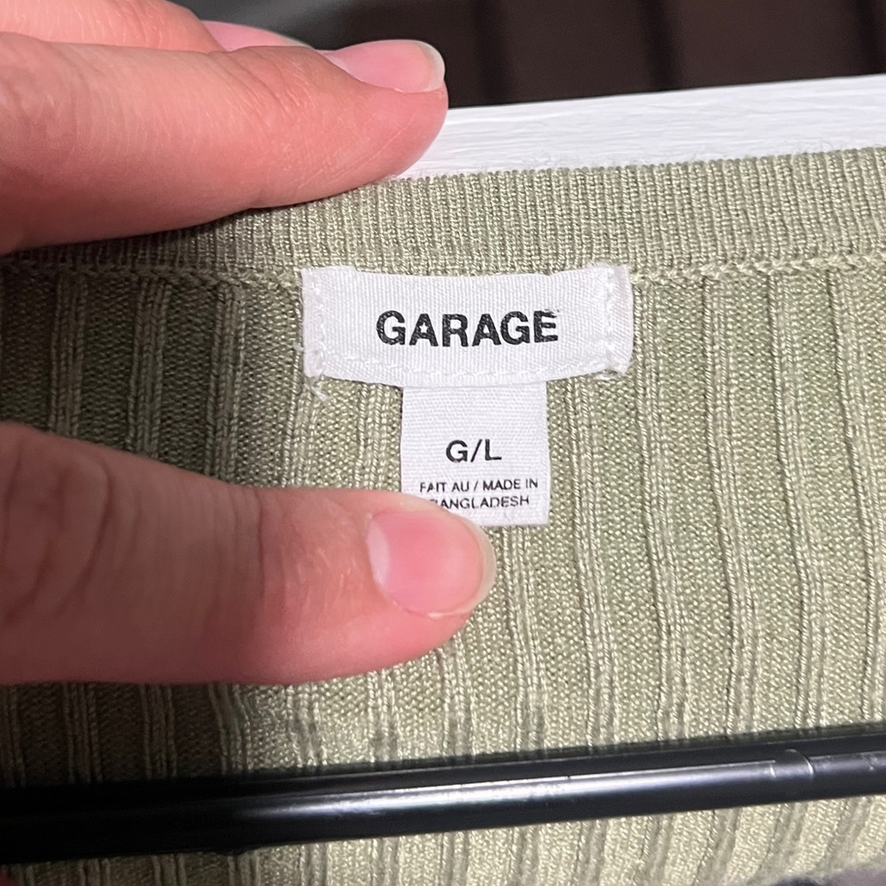 Garage Green/Cream Ribbed Knit Top - Picture 2 of 3